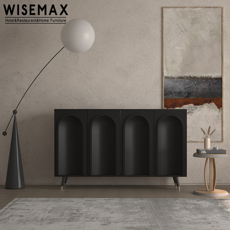 WISEMAX FURNITURE Unique elegant design dining room side cabinet living room plywood and stainless steel TV cabinet for home