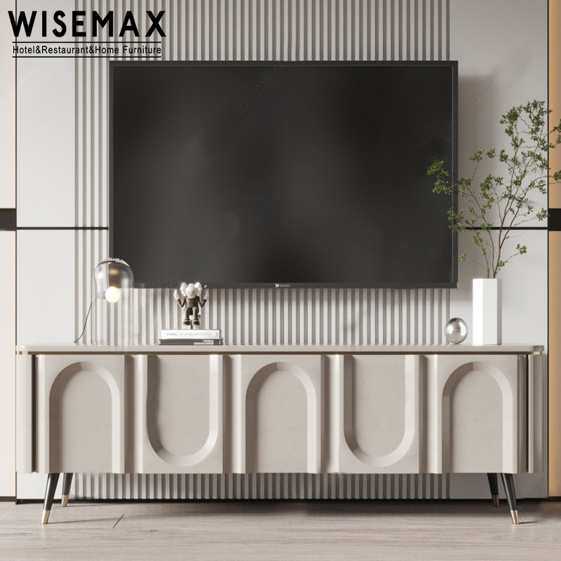 WISEMAX FURNITURE Unique elegant design dining room side cabinet living room plywood and stainless steel TV cabinet for home