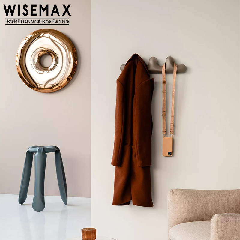 WISEMAX FURNITURE Modern creative home decor stainless steel metal hooks stable wall hanging clothes hooks for clothes coat robe