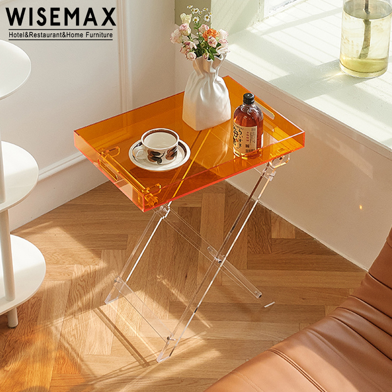 WISEMAX FURNITURE Modern bed room side table tray coffee table transparent clear acrylic living room sofas end table for garden