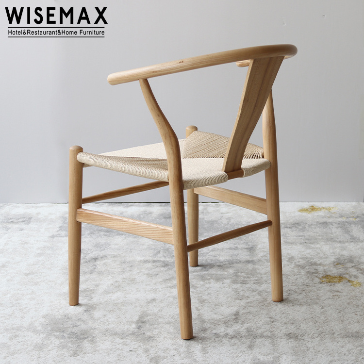 WISEMAX FURNITURE Cheap restaurant furniture white ash wood Hans Wegner Y stylish wishbone dining chair for sale