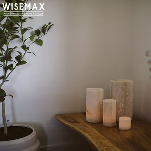 WISEMAX FURNITURE Wabi Sabi Style Square Candle Vessel Candle Holder Modern White Luxury Concrete Pillar Candles For Home Decor