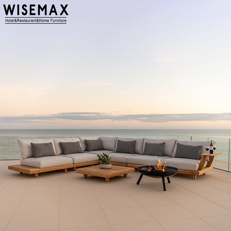 WISEMAX FURNITURE Nordic Outdoor Solid Teak Wood Furniture Modern Luxury Sofa Chair Waterproof Armchair For Garden Patio