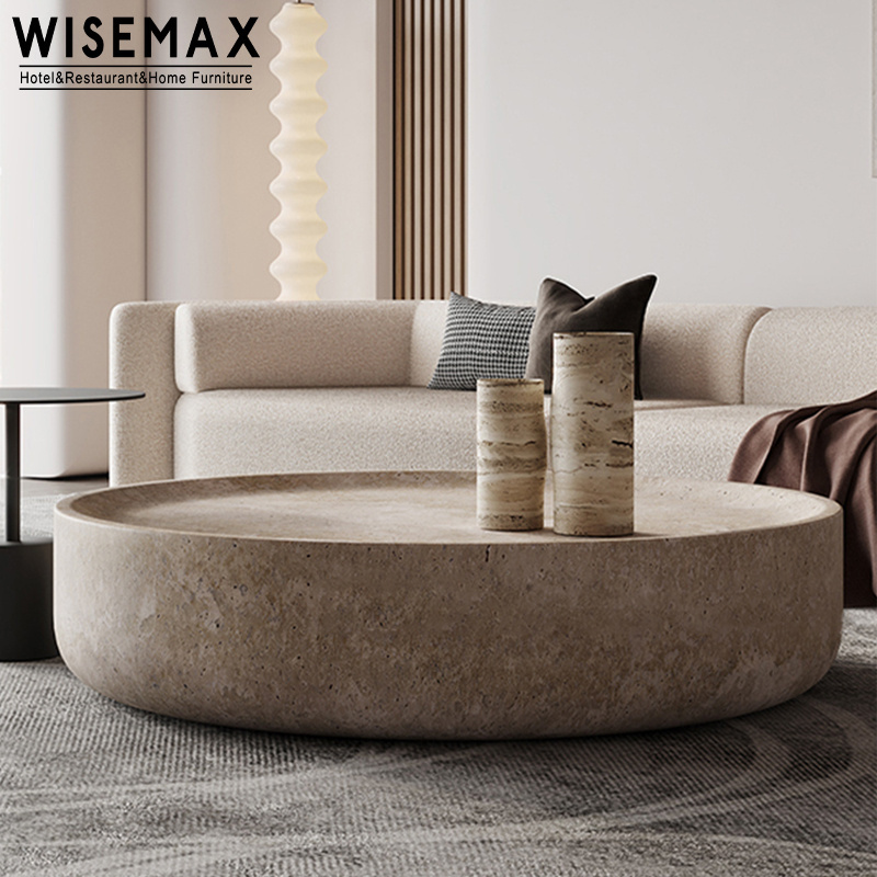 WISEMAX FURNITURE Italy marble round coffee table living room decor natural marble center tea table travertine table for villa