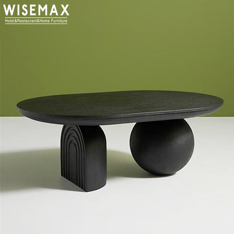 WISEMAX FURNITURE Nordic solid wood top base coffee table living room furniture sofas modern oval shaped ball center tea table