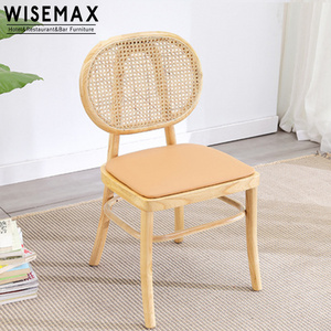 Rattan back antique durable solid wooden rattan cane dining restaurant chair natural color modern furniture