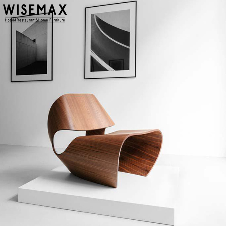 WISEMAX FURNITURE Nordic creative fiberglass living room furniture wooden color leisure chair accent lounge chairs for home