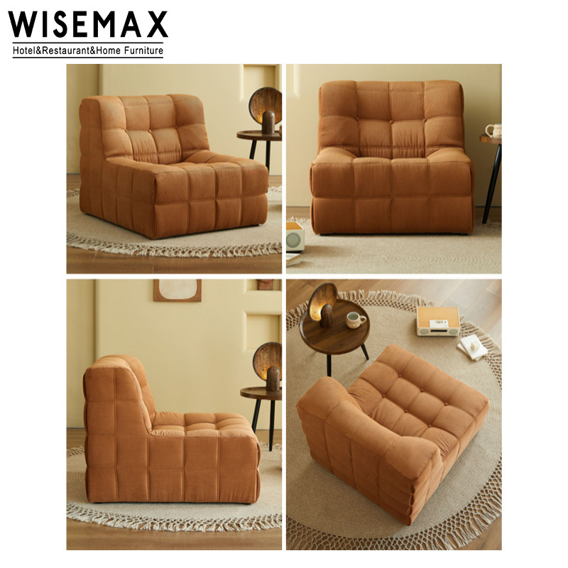 WISEMAX FURNITURE Commercial hotel waiting lobby straight corduroy fabric sectional sofa for living room furniture