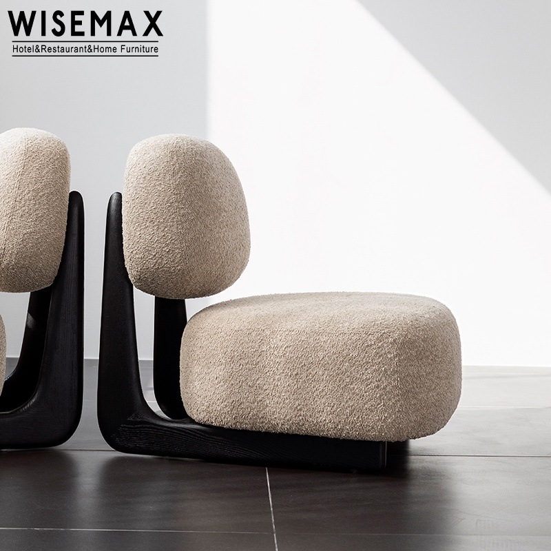 WISEMAX FURNITURE Modern living room luxury sofa chair creative casual white lamb fabric leisure accent chair for home hotel