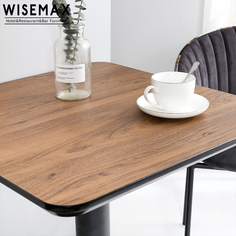 Wholesale modern plywood or MDF table cheap restaurant furniture round metal base bar table chair set for 4