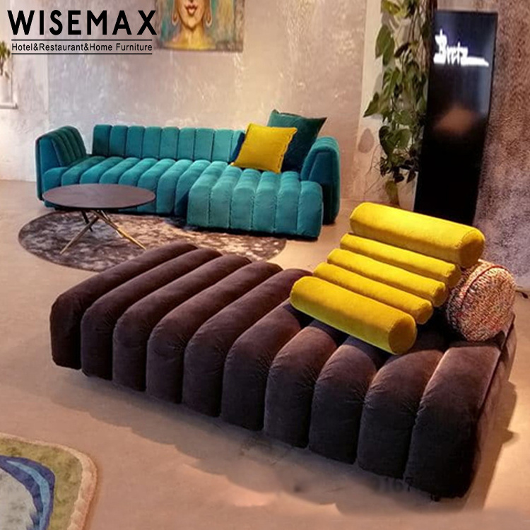 WISEMAX FURNITURE Modern Design L Shaped Modular Couch Set Luxury Living Room Furniture Fabric Sectional Tufted Velvet Sofa