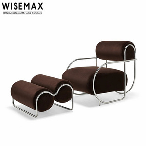 WISEMAX FURNITURE Italian Light Luxury Relax Chair Household Living Room Furniture Metal Velvet Fabric Back Leisure Sofa Chair