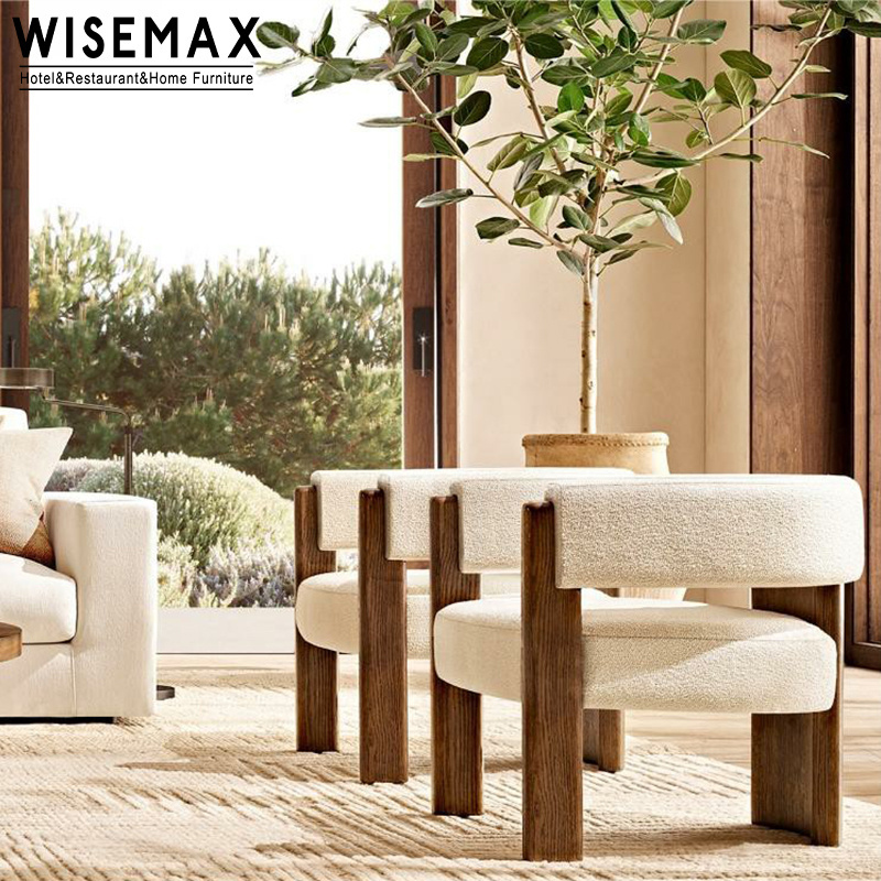 WISEMAX FURNITURE Modern Home Furniture Chinese Solid Wood Frame Leisure Lounge Chair With Curved Backrest Design For Hotel