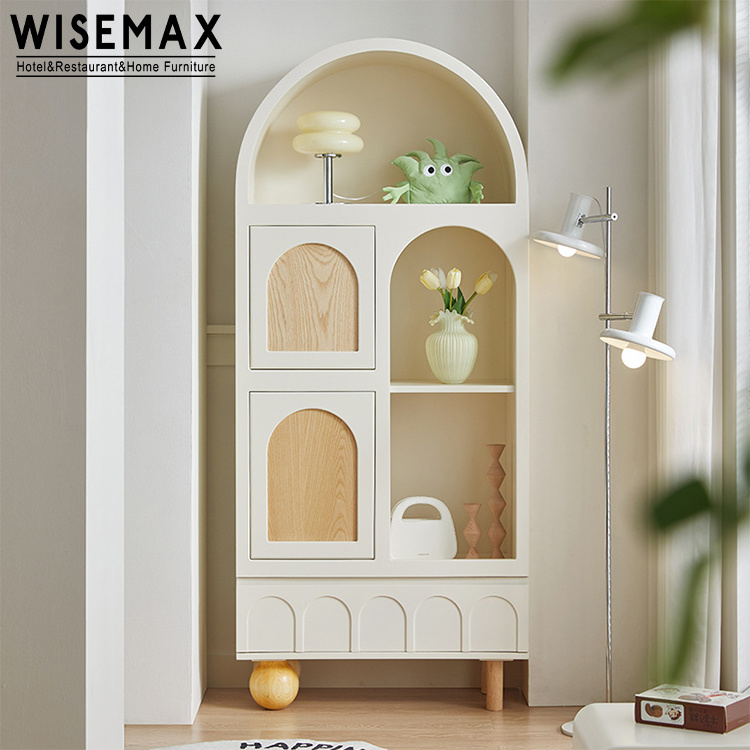 WISEMAX FURNITURE Nordic living room furniture High wood frame arch shape white 4 drawers storage cabinet for home bedroom