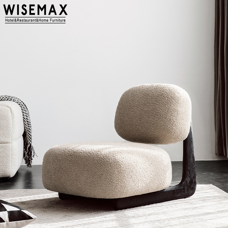 WISEMAX FURNITURE Modern living room luxury sofa chair creative casual white lamb fabric leisure accent chair for home hotel