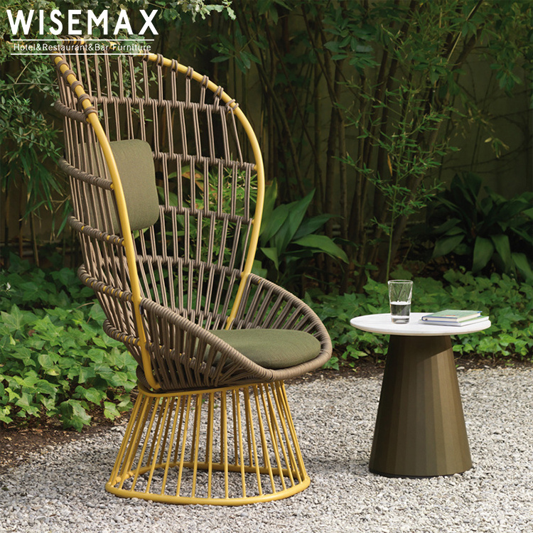 WISEMAX FURNITURE Minimalist outdoor high back leisure chair set aluminum rattan wicker day bed egg chair for garden furniture