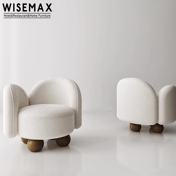 WISEMAX FURNITURE Nordic Children Lounge Lazy Chair Lamb Wool Solid Wood Single Sofa Chair For Kids Bedroom Living Room