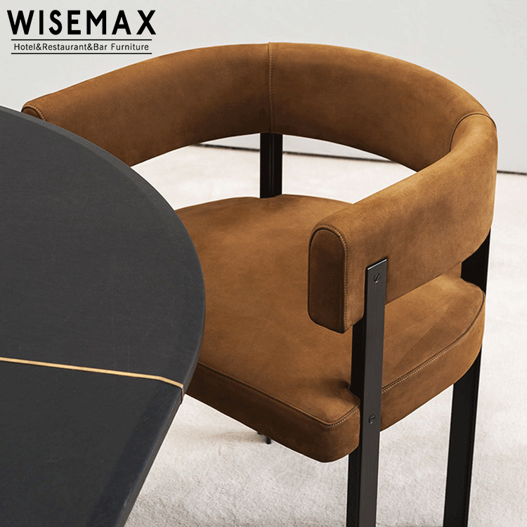 WISEMAX FURNITURE Luxury Restaurant Furniture Modern Arm Fabric Velvet Dining Chairs With Metal Legs Accent Living Room Chairs