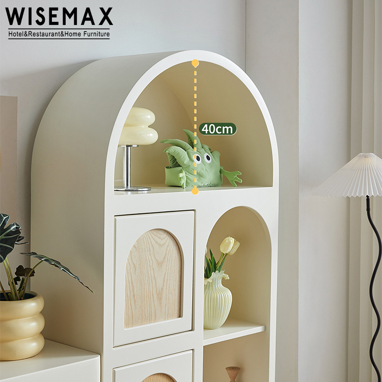 WISEMAX FURNITURE Nordic living room furniture High wood frame arch shape white 4 drawers storage cabinet for home bedroom