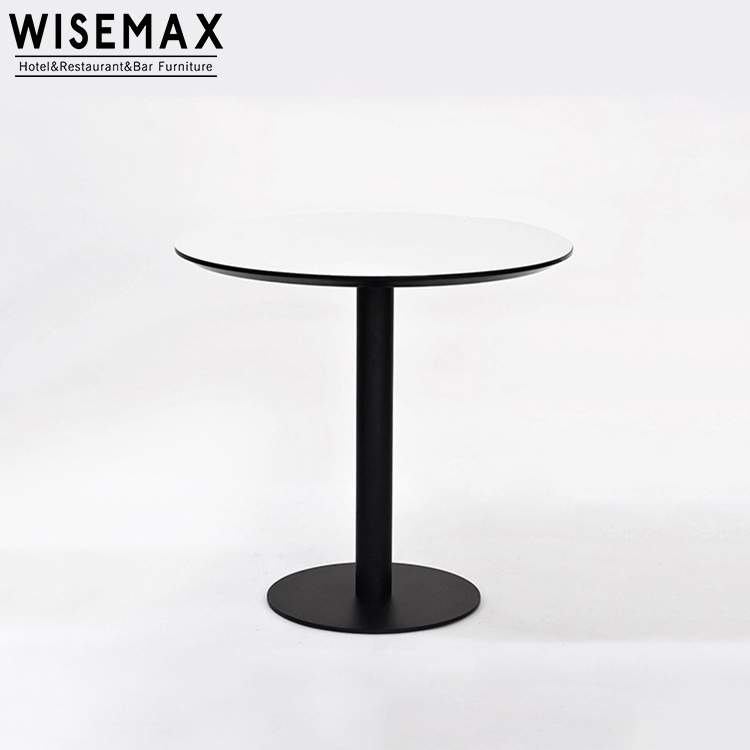 Wholesale modern plywood or MDF table cheap restaurant furniture round metal base bar table chair set for 4