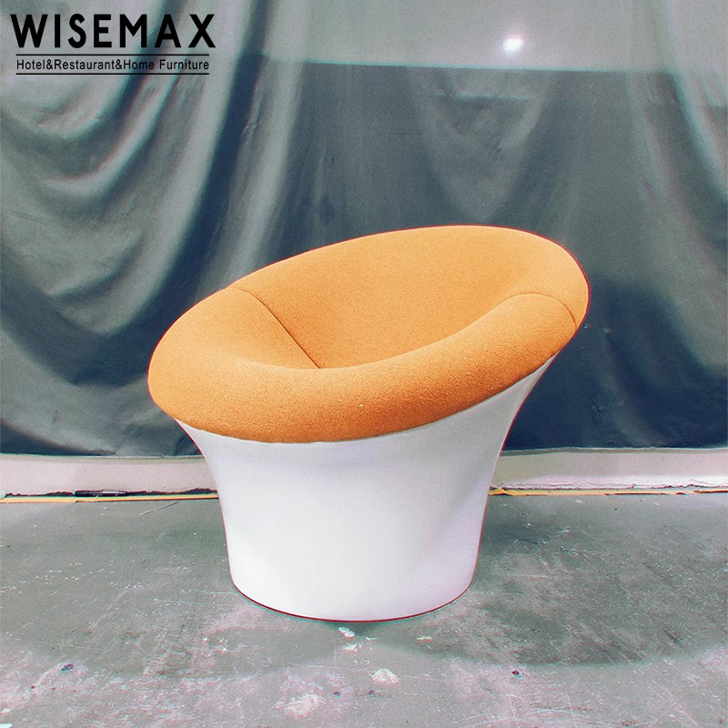 WISEMAX FURNITURE Nordic style mushroom chair fiberglass frame boucle fabric luxury lounge chair for living room