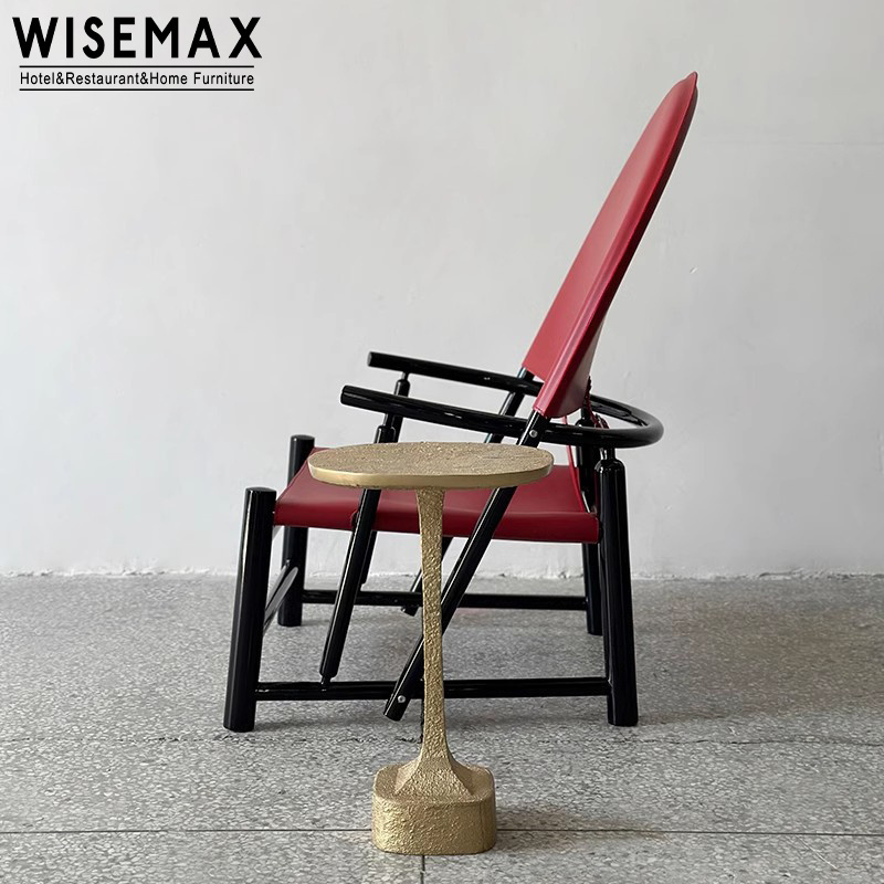 WISEMAX FURNITURE Light Luxury Brass Coffee Table Modern Living Room Furniture Minimalist Nail Shape Metal Side Table For Home