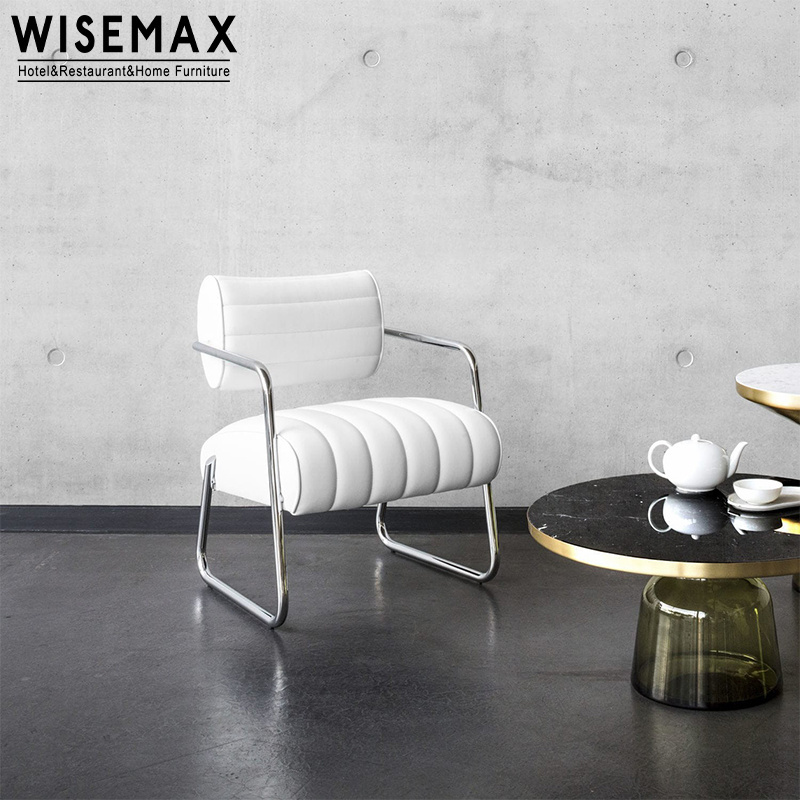 WISEMAX FURNITURE Modern luxury meeting room lounge chair stainless steel frame with PU leather office single chair for company