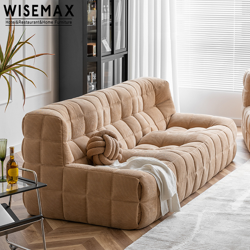 WISEMAX FURNITURE Commercial hotel waiting lobby straight corduroy fabric sectional sofa for living room furniture