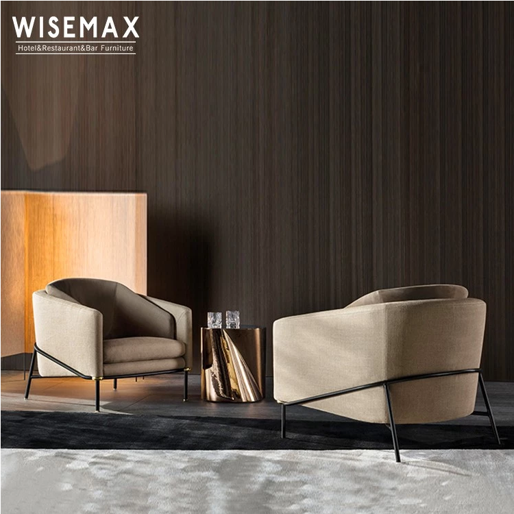 WISEMAX Luxury Italian Design Hotel lounge Comfortable Modern Fabric Armchair Fil Noir Leisure Lounge Chair For Living Room