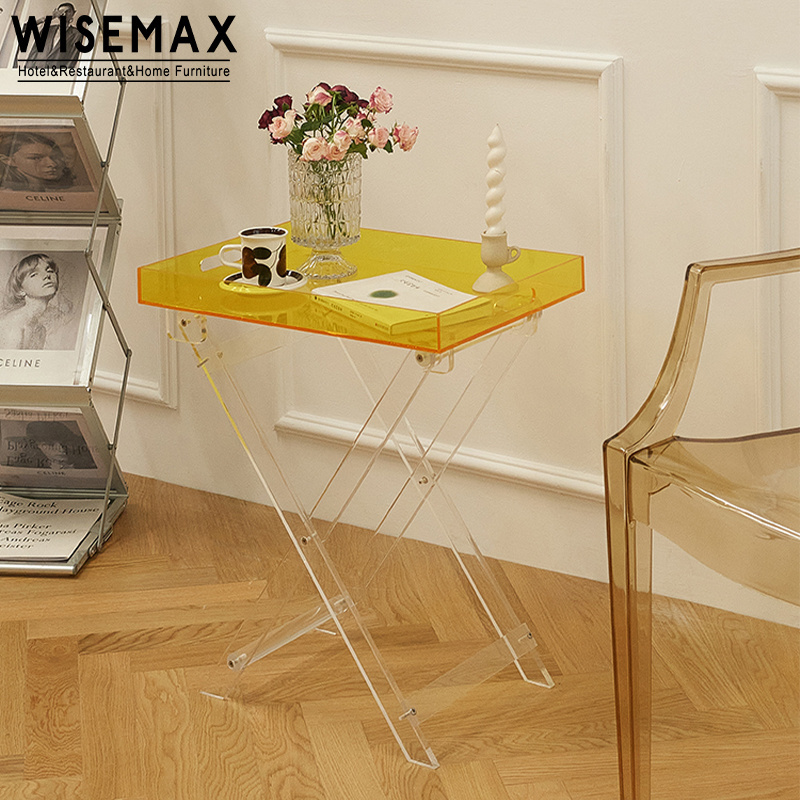 WISEMAX FURNITURE Modern bed room side table tray coffee table transparent clear acrylic living room sofas end table for garden