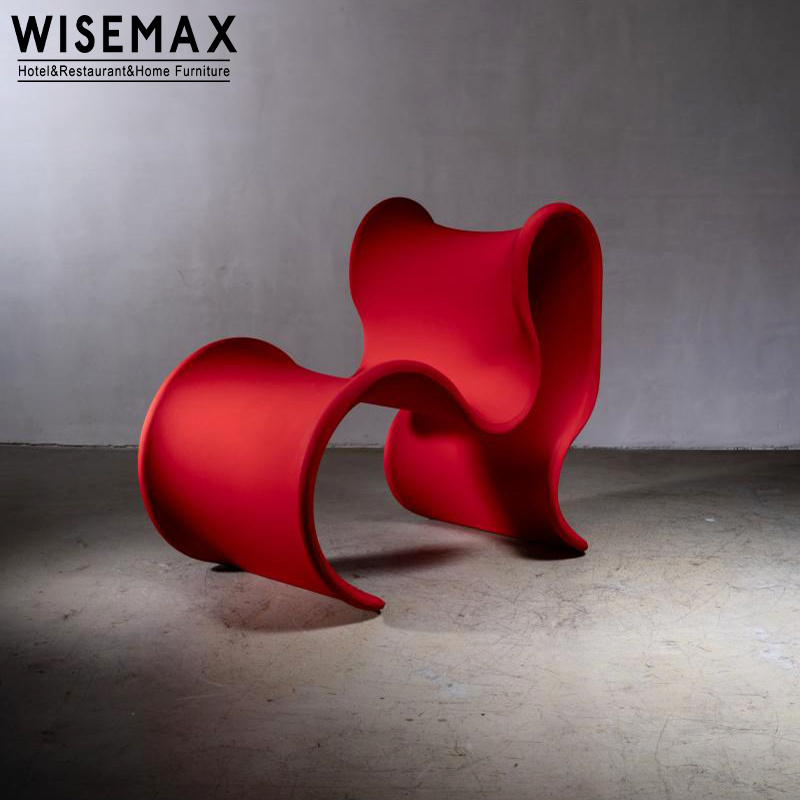 WISEMAX FURNITURE New design living room furniture bedroom indoor FRP red lounge chair fiberglass leisure chair for hotel home