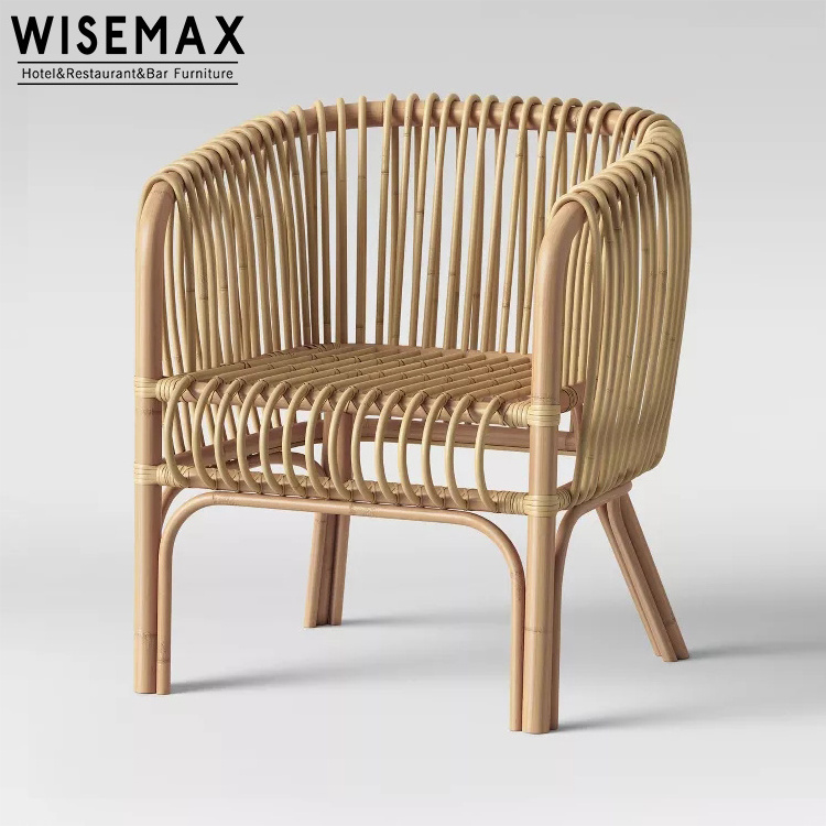 Fashionable leisure hand woven natural rattan chair for wholesale price hotel furniture rattan indonesian cane chair