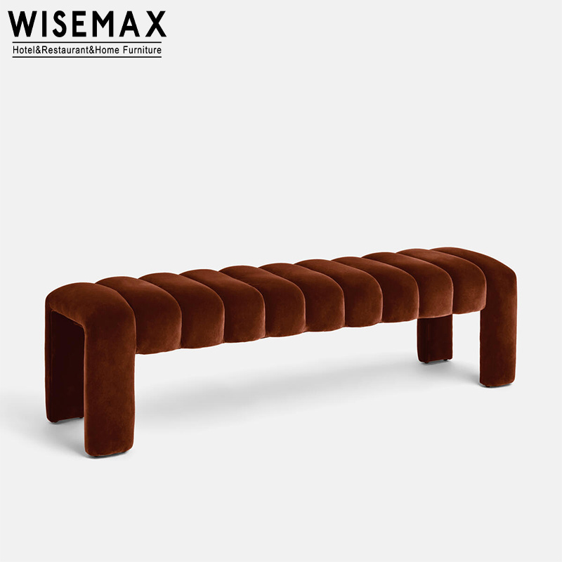 WISEMAX FURNITURE luxury red velvet fabric modern home furniture dressing chair bench long ottoman bed end bench for bedroom