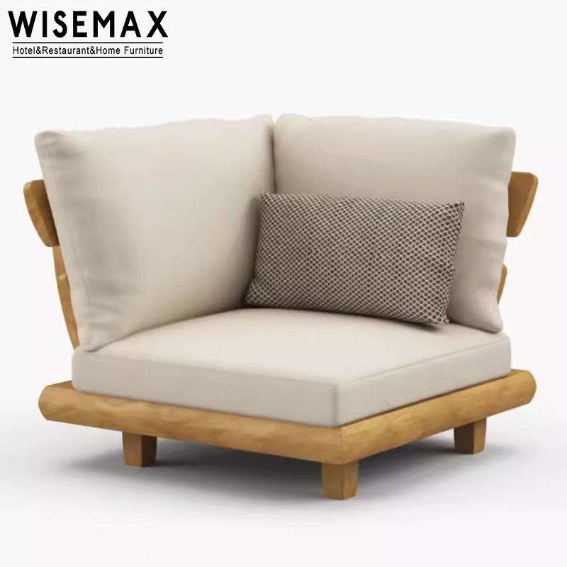 WISEMAX FURNITURE Nordic Outdoor Solid Teak Wood Furniture Modern Luxury Sofa Chair Waterproof Armchair For Garden Patio