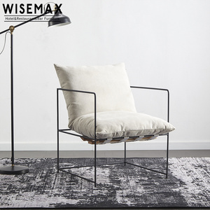 WISEMAX Hot Sale Modern Nordic Minimalist Patio Fabric Lounge Chair   Comfortable Metal Design Single or Double Lazy Sofa Chair