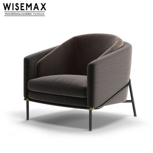 WISEMAX Luxury Italian Design Hotel lounge Comfortable Modern Fabric Armchair Fil Noir Leisure Lounge Chair For Living Room