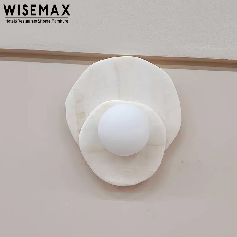 WISEMAX FURNITURE Decorative Lighting Led For Dinning Table Bedside Hotel Natural Marble Round Lamp Wall Light Indoor Furniture