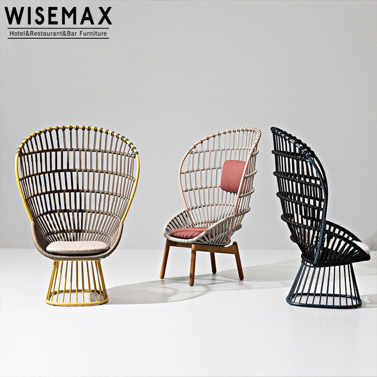 WISEMAX FURNITURE Minimalist outdoor high back leisure chair set aluminum rattan wicker day bed egg chair for garden furniture