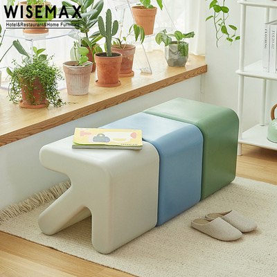 WISEMAX FURNITURE modern living room furniture small plastic stool chair save space stackable footstool ottoman for kids