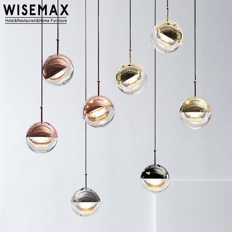 WISEMAX FURNITURE New Art Deco Restaurant Kitchen Hanging Lights Hand Glass Ball Party Decor Chandeliers Pendant Lights For Home