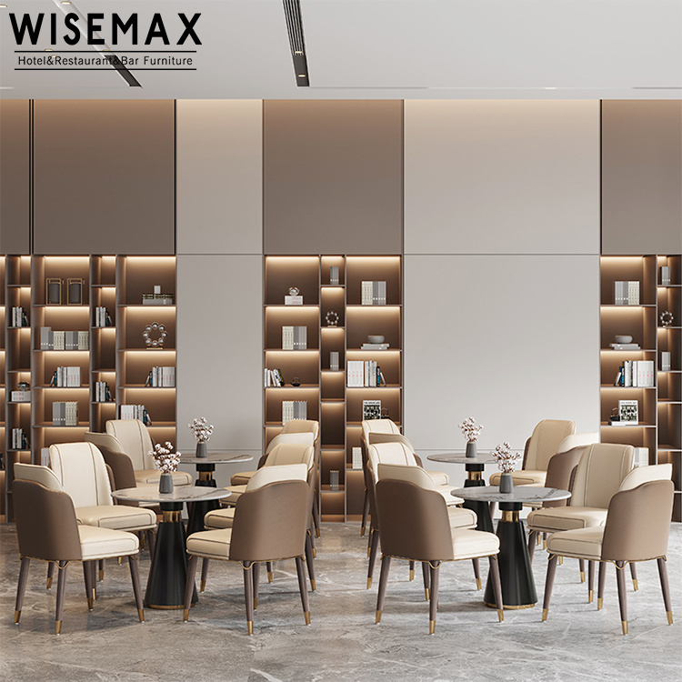 WISEMAX FURNITURE Modern Light Luxury ltaly Style Full PU Leather Hotel Restaurant Dining Chairs Dining Room Home Furniture