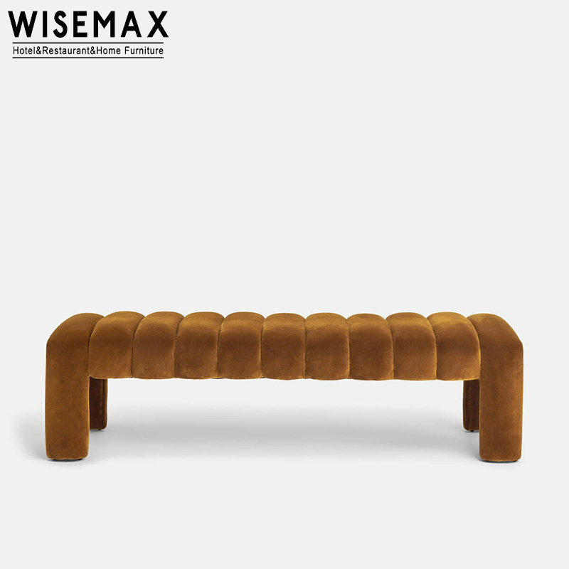 WISEMAX FURNITURE luxury red velvet fabric modern home furniture dressing chair bench long ottoman bed end bench for bedroom