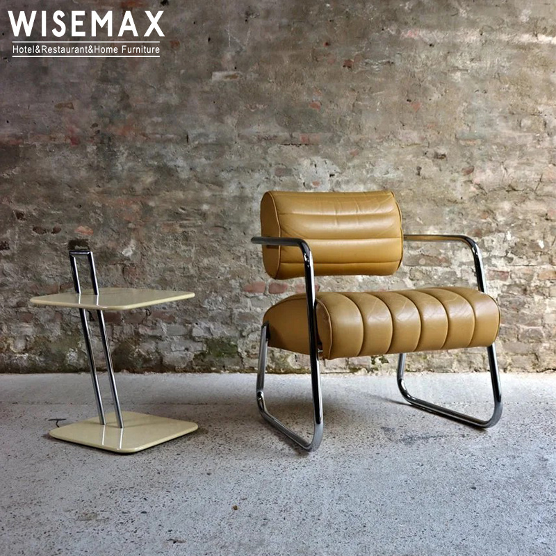 WISEMAX FURNITURE Modern luxury meeting room lounge chair stainless steel frame with PU leather office single chair for company