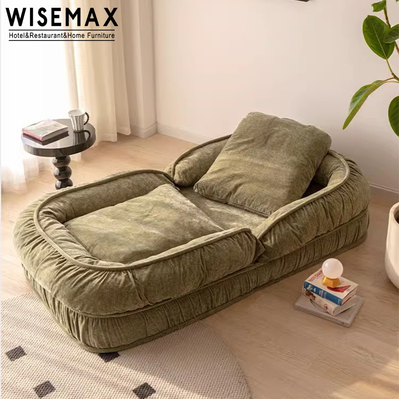 WISEMAX FURNITURE Wabi-sabi style lazy chair single sofa chair fabric upholstered leisure lounge chair for living room