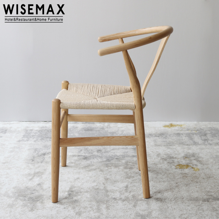 WISEMAX FURNITURE Cheap restaurant furniture white ash wood Hans Wegner Y stylish wishbone dining chair for sale