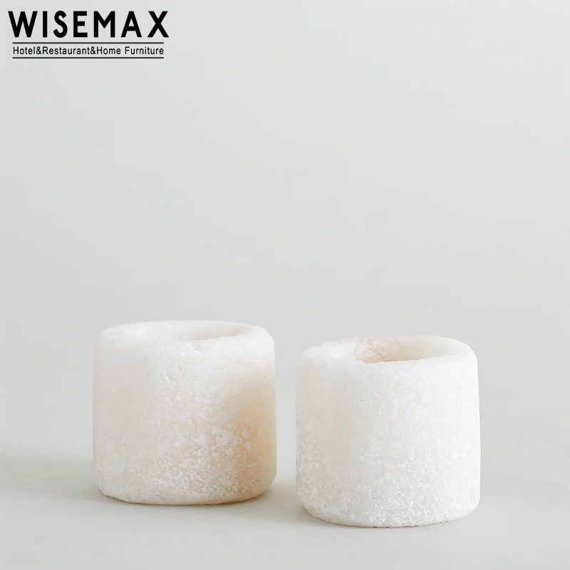 WISEMAX FURNITURE Wabi Sabi Style Square Candle Vessel Candle Holder Modern White Luxury Concrete Pillar Candles For Home Decor