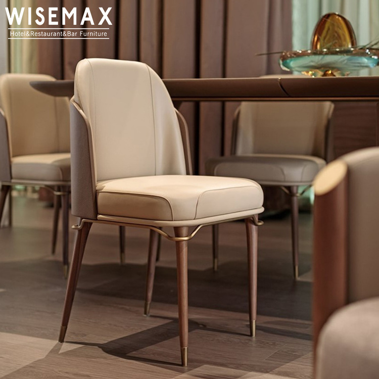 WISEMAX FURNITURE Modern Light Luxury ltaly Style Full PU Leather Hotel Restaurant Dining Chairs Dining Room Home Furniture