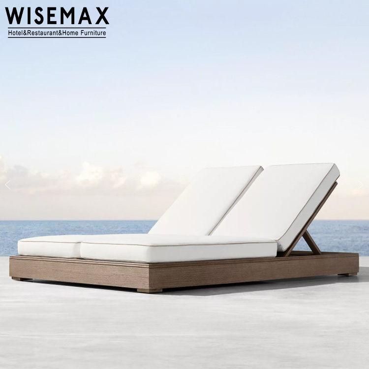 WISEMAX FURNITURE hotel garden teak wood outdoor furniture wooden daybed sunbeds patio teak chaise lounge gazebo tent canopy bed