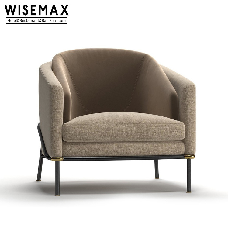 WISEMAX Luxury Italian Design Hotel lounge Comfortable Modern Fabric Armchair Fil Noir Leisure Lounge Chair For Living Room