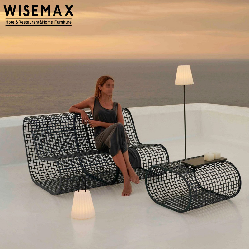 WISEMAX FURNITURE Modern luxury custom creative pool lounge chair single aluminum frame rope garden chairs for patio poolside